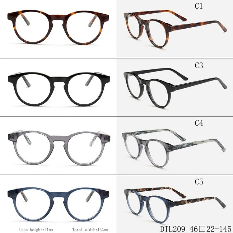 KatKani Unisex Full Rim Round Acetate Eyeglasses 209 Full Rim KatKani Eyeglasses   