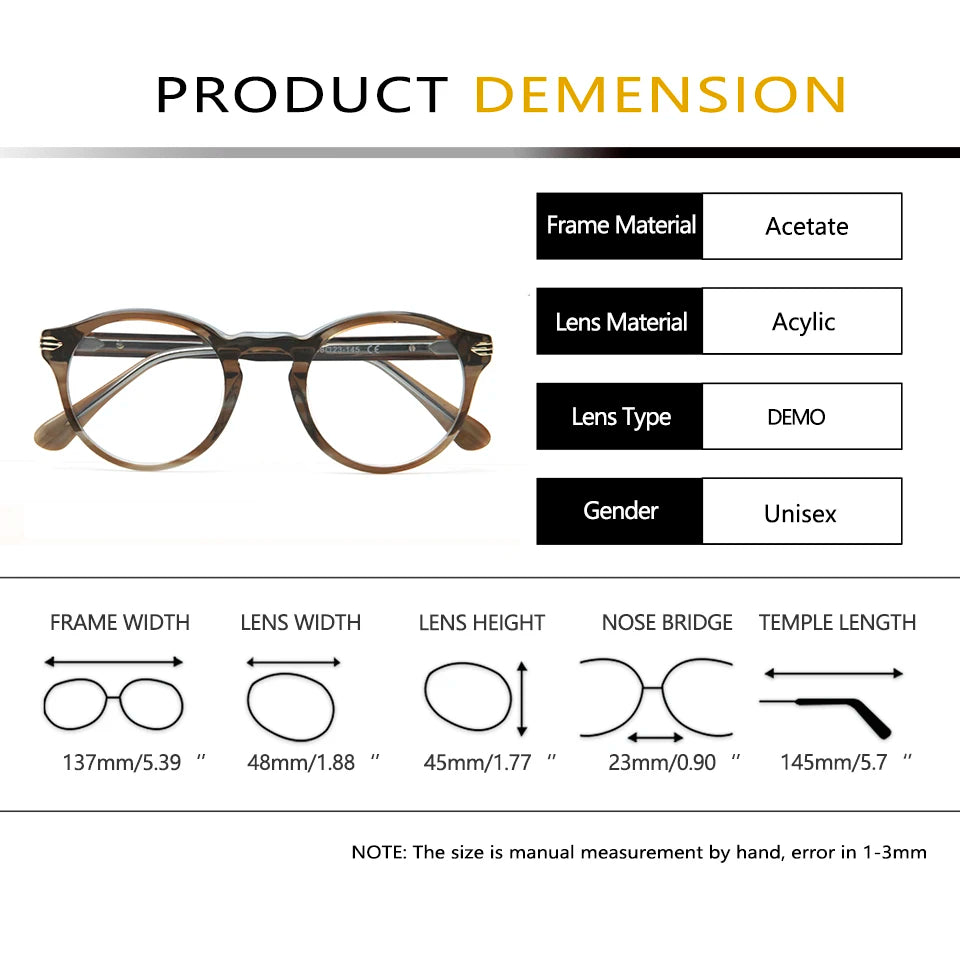 Esnbie Women's Full Rim Round Acetate Titanium Eyeglasses 2417271