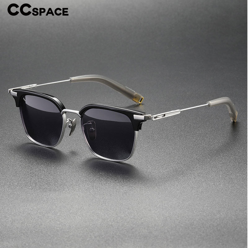 CCspace Men's Full Rim Square Titanium Acetate Polarized Sunglasses 56249 Sunglasses CCspace Sunglasses