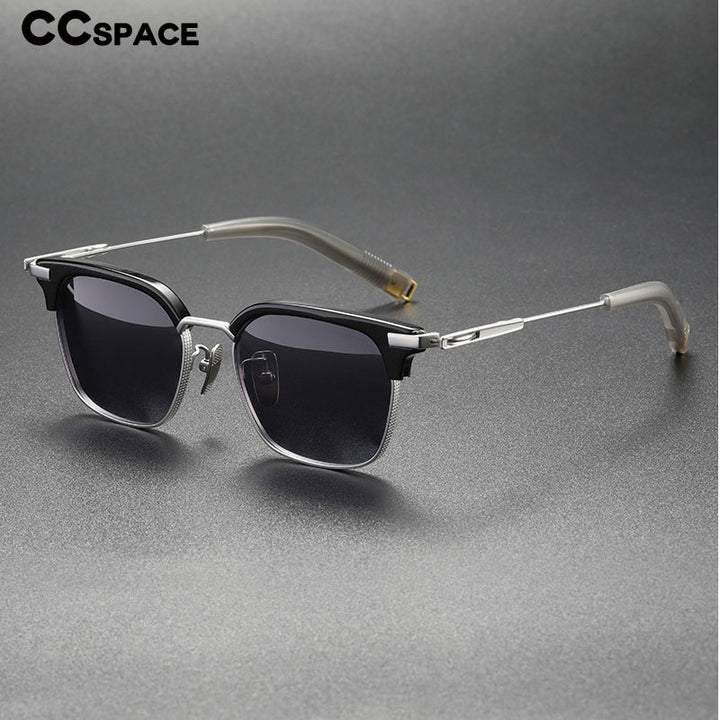 CCspace Men's Full Rim Square Titanium Acetate Polarized Sunglasses 56249 Sunglasses CCspace Sunglasses