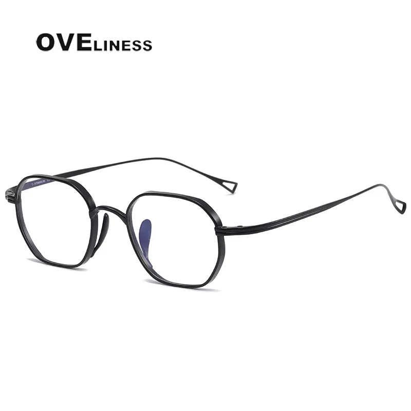 Oveliness Women's Full Rim Square Polygon Titanium Eyeglasses 9917 Full Rim Oveliness black