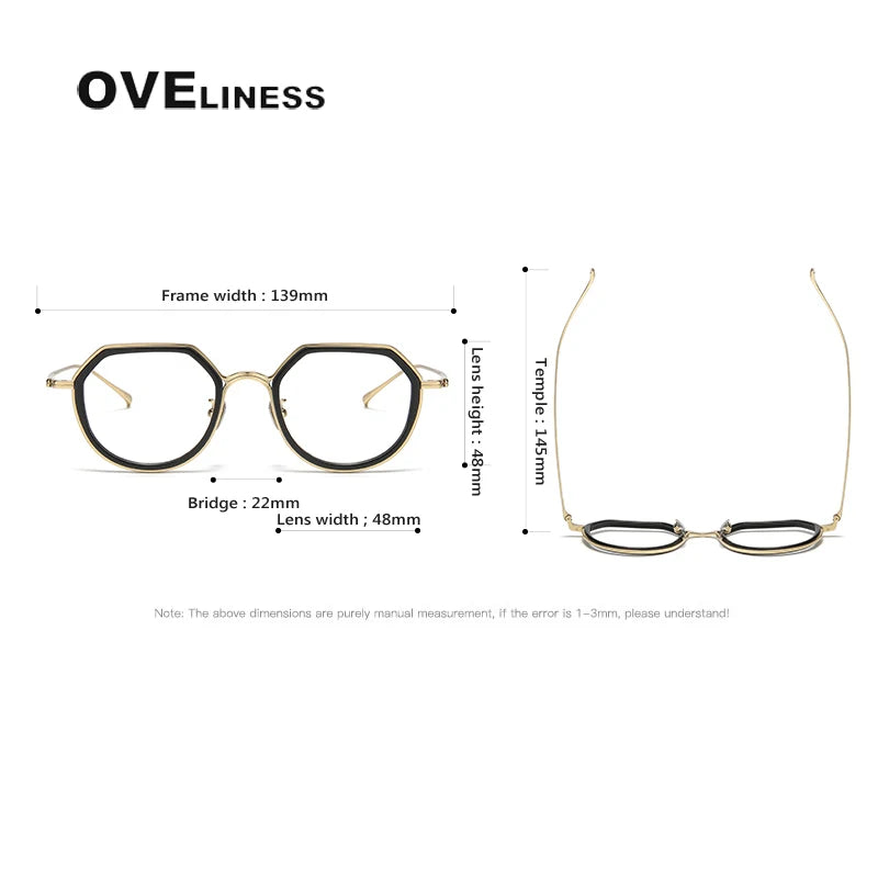 Oveliness Unisex Full Rim Polygon Acetate Titanium Eyeglasses U136 Full Rim Oveliness
