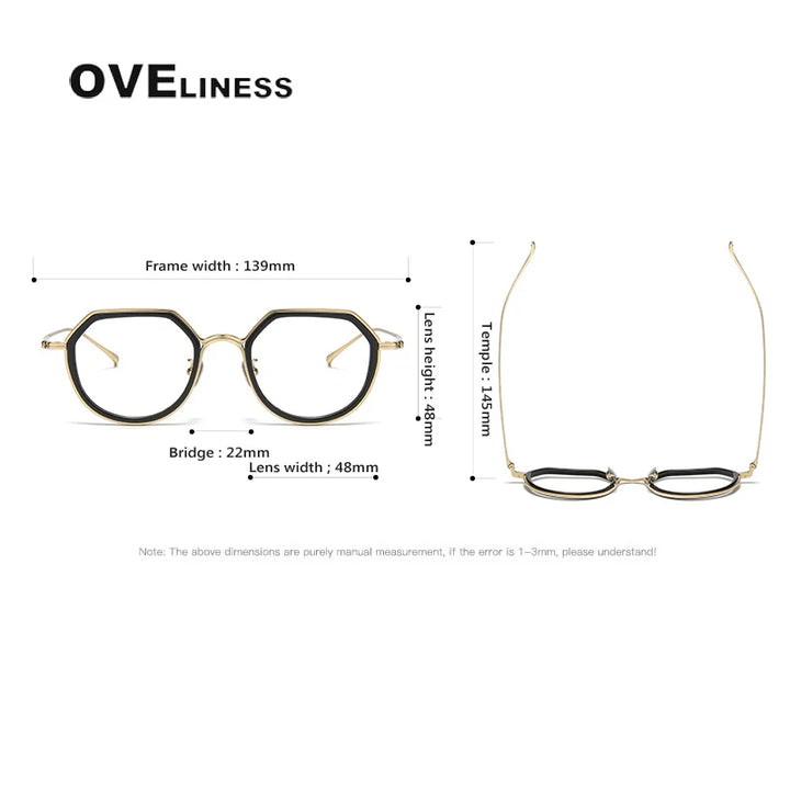 Oveliness Unisex Full Rim Polygon Acetate Titanium Eyeglasses U136 Full Rim Oveliness