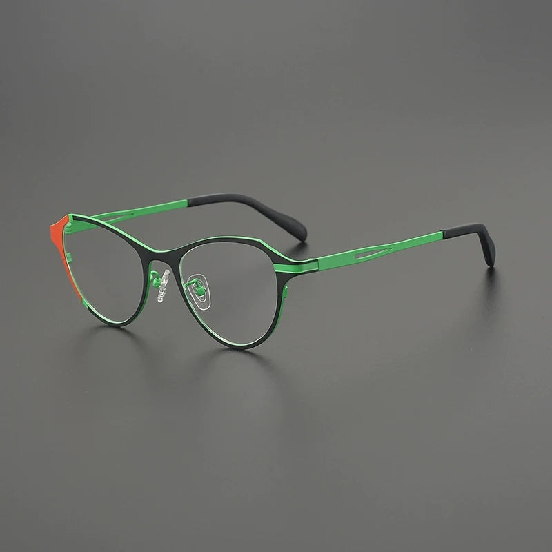 Gatenac Unisex Full Rim Brow Line Oval Titanium Eyeglasses G85878