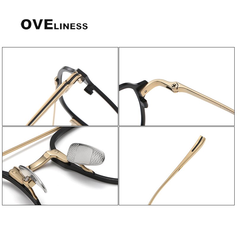 Oveliness Unisex Full Rim Square Double Bridge Titanium Eyeglasses Kj31 Full Rim Oveliness