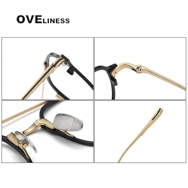 Oveliness Unisex Full Rim Square Double Bridge Titanium Eyeglasses Kj31 Full Rim Oveliness