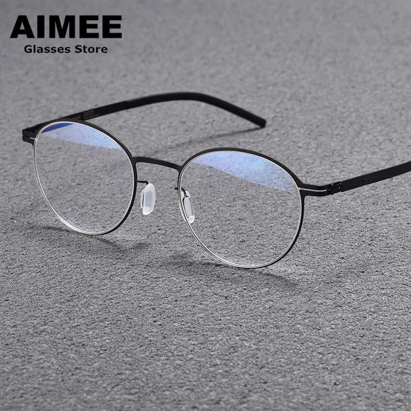 Aimee Women's Full Rim Round Screwless Titanium Eyeglasses 13149
