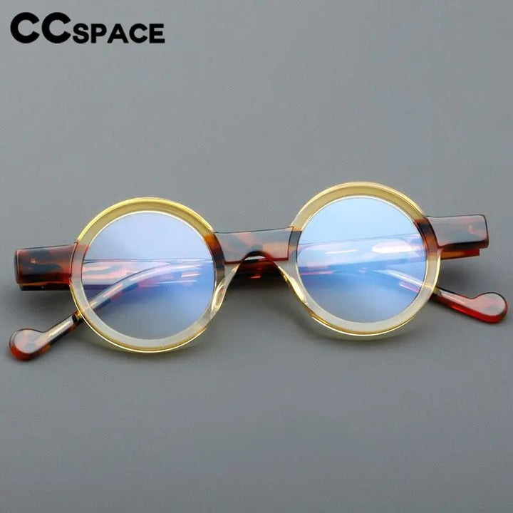 CCspace Unisex Full Rim Round Acetate Eyeglasses 57029 Full Rim CCspace