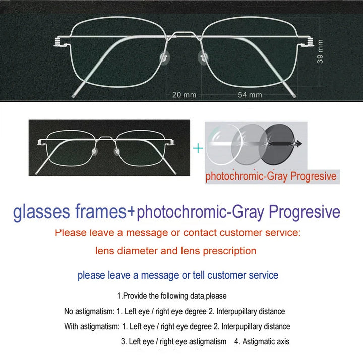 Yujo Unisex Full Rim Oval Square Screwless Steel Eyeglasses 61425