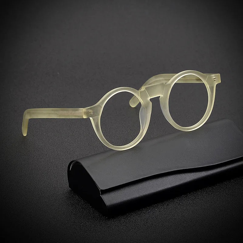 Black Mask Unisex Full Rim Acetate Round Eyeglasses 1465 Full Rim Black Mask