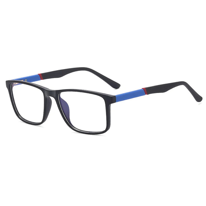 CCspace Unisex Full Rim Square Tr 90 Titanium Eyeglasses 57307 Full Rim CCspace BlackBlue