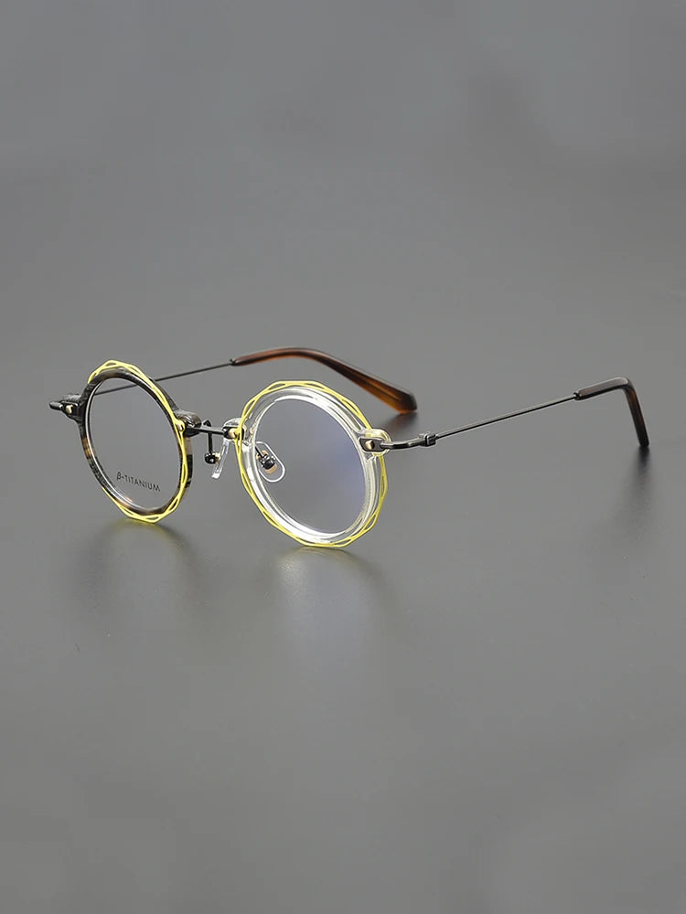 Nobler Unisex Full Rim Round Acetate Titanium Eyeglasses G503 Full Rim Nobler