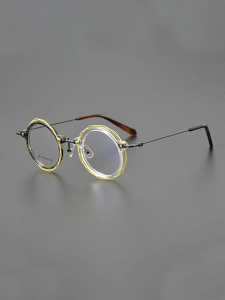 Nobler Unisex Full Rim Round Acetate Titanium Eyeglasses G503 Full Rim Nobler