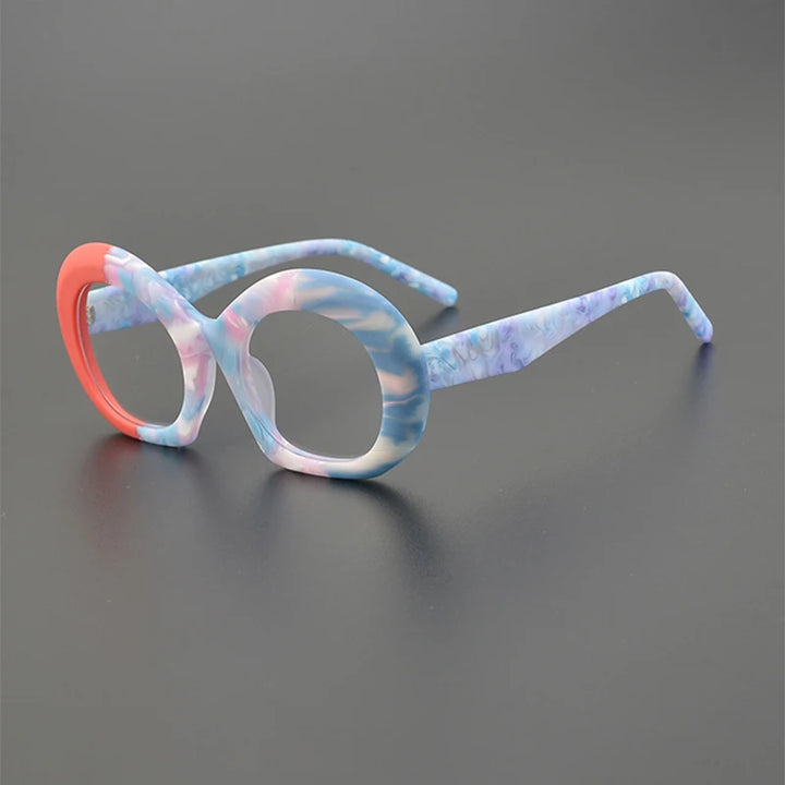 Nobler Unisex Full Rim Flat Bottom Round Acetate Eyeglasses 19345 Full Rim Nobler C5