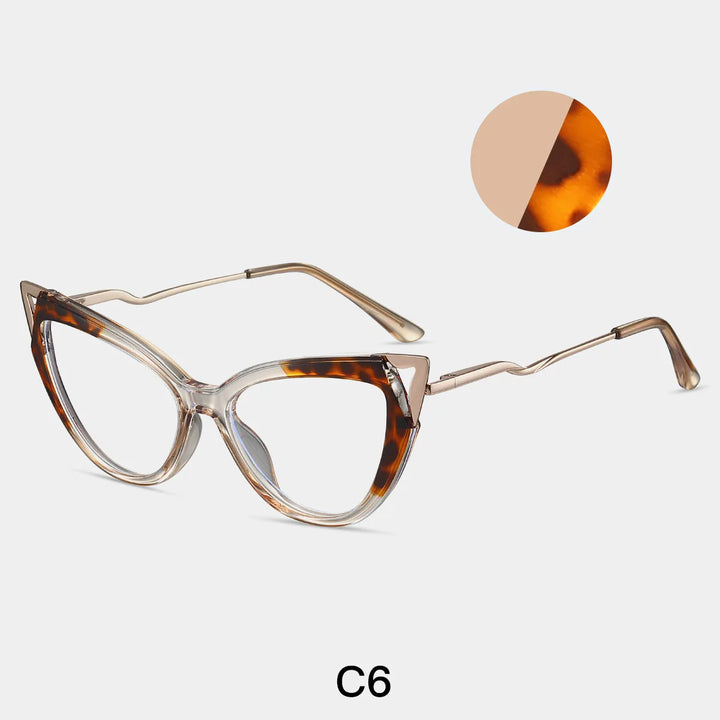 CCspace Women's Full Rim Oval Cat Eye Tr 90 Alloy Reading Glasses 802570