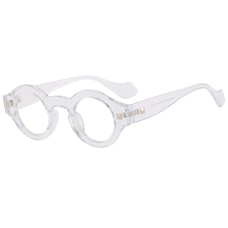 CCspace Unisex Full Rim Small Round Acetate Reading Glasses R57019 Reading Glasses CCspace C5Clear 0