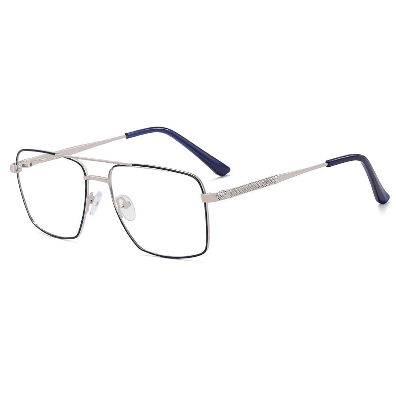 CCspace Unisex Full Rim Square Double Bridge Alloy Eyeglasses 57288 Full Rim CCspace Blue