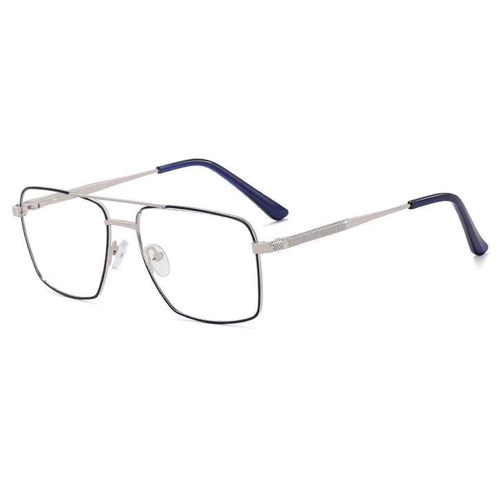 CCSpace Unisex Full Rim Square Double Bridge Alloy Eyeglasses 57288 Full Rim CCspace Blue  