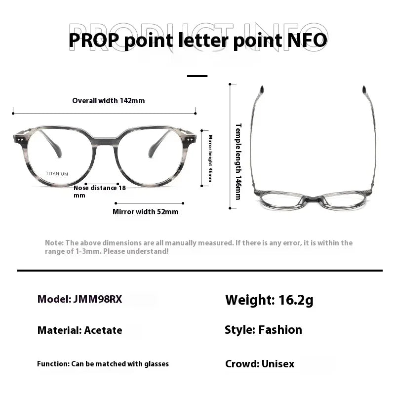 Muzz Men's Full Rim Flat Top Oval Acetate Titanium Eyeglasses 85298 Full Rim Muzz