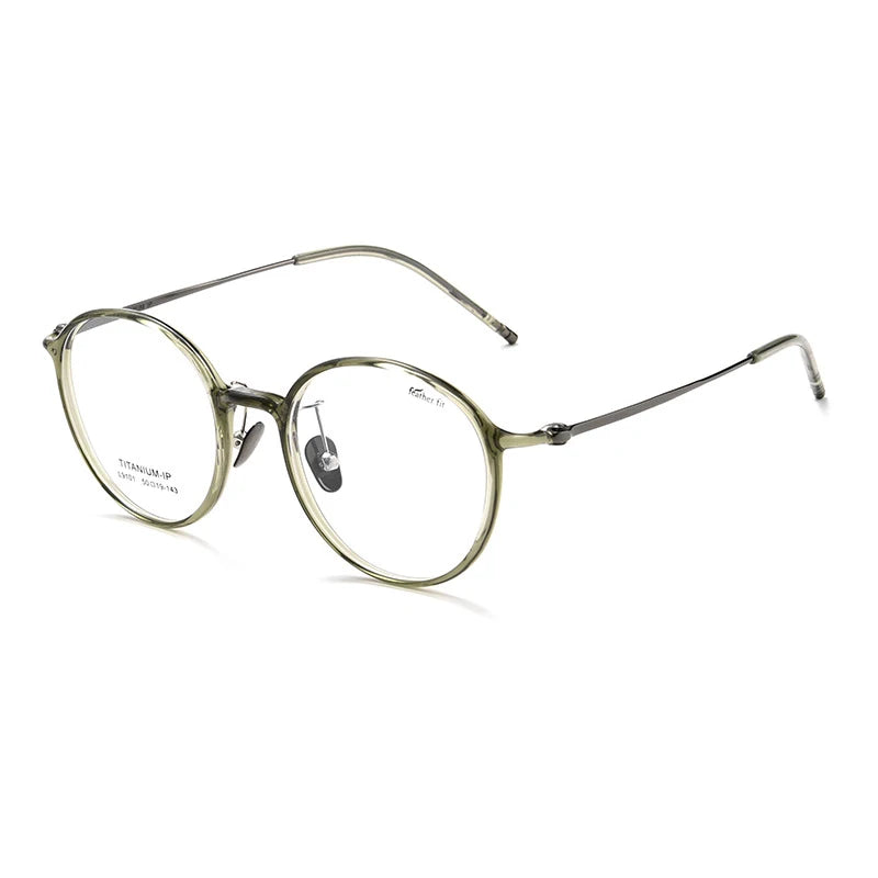 Gmei Women's Full Rim Round Titanium Acetate Eyeglasses 9101 Full Rim Gmei Optical Green