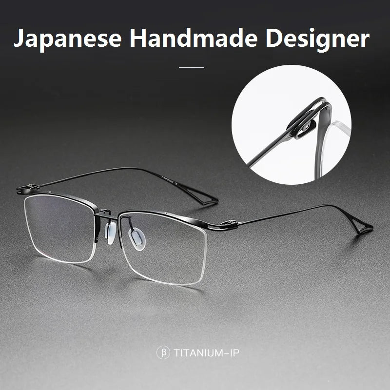Aimee Unisex Semi Rim Square Brow Line Titanium Eyeglasses 3817 Semi Rim Aimee