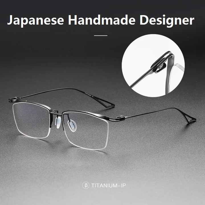 Aimee Unisex Semi Rim Square Brow Line Titanium Eyeglasses 3817 Semi Rim Aimee