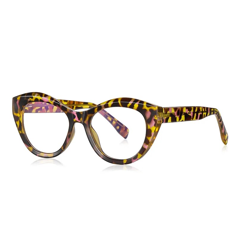 CCspace Unisex Full Rim Cat Eye Tr 90 Titanium Eyeglasses 57035 Full Rim CCspace C3Leopard
