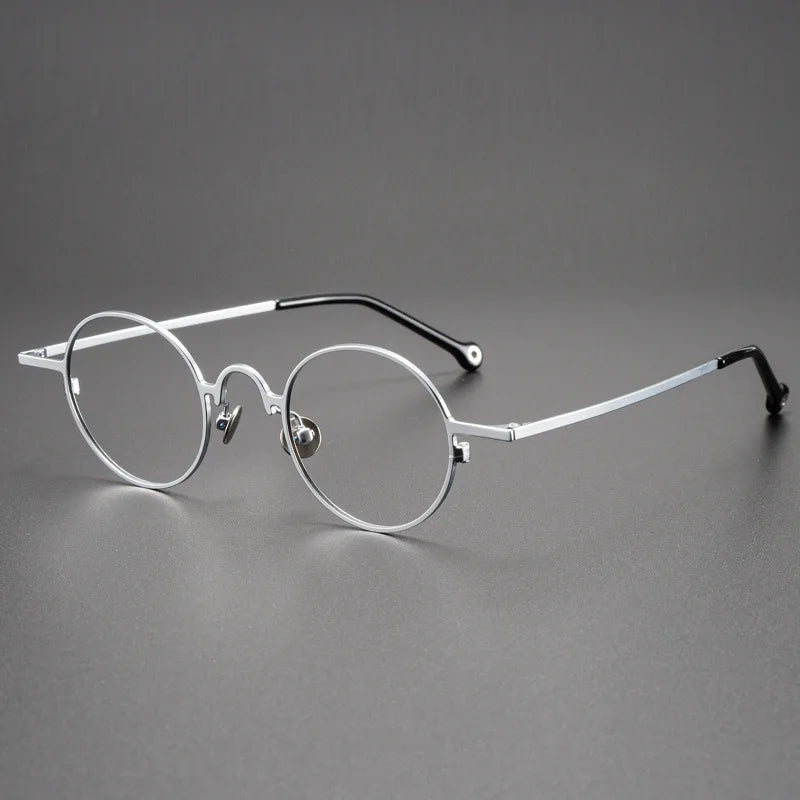Kocolior Unisex Full Rim Round Titanium Eyeglasses K2480 Full Rim Kocolior Silver
