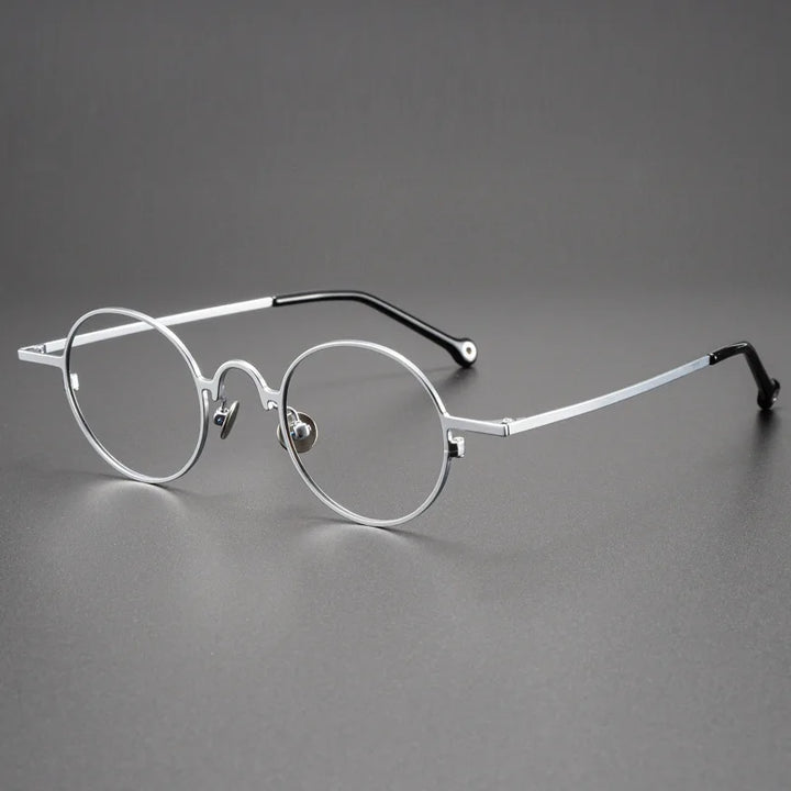 Kocolior Unisex Full Rim Round Titanium Eyeglasses K2480 Full Rim Kocolior Silver