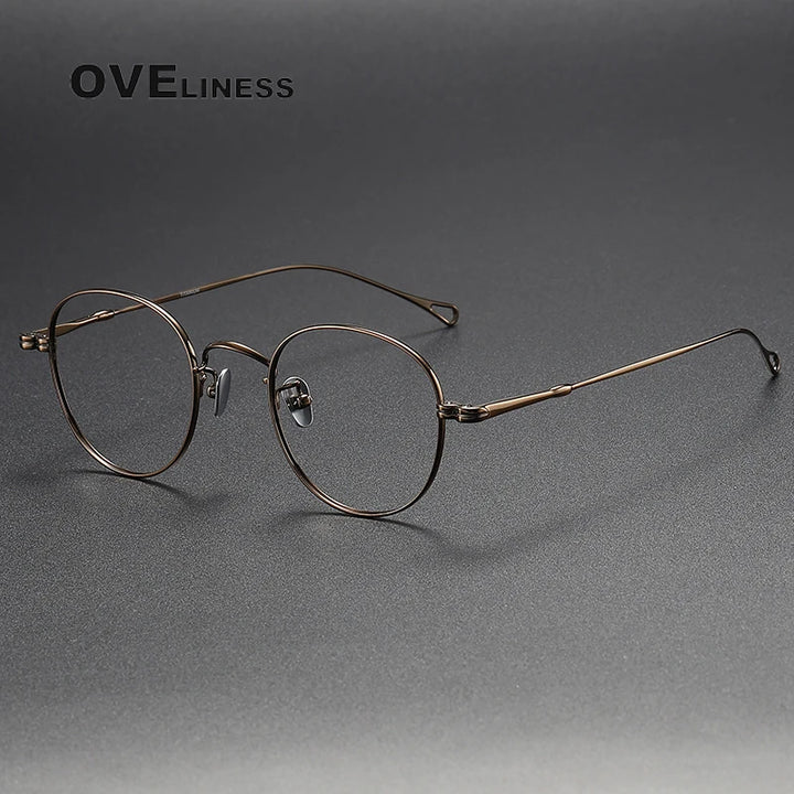 Oveliness Unisex Full Rim Round Titanium Eyeglasses M003 Full Rim Oveliness bronze  