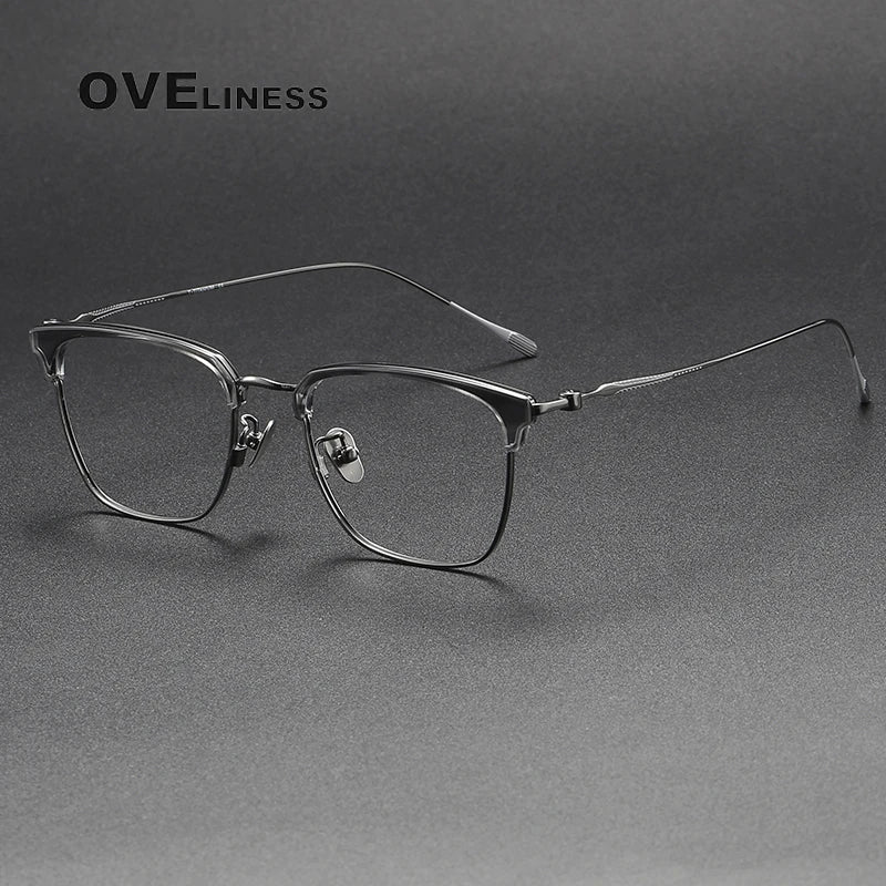 Oveliness Unisex Full Rim Cat Eye Acetate Titanium Eyeglasses 80899 Full Rim Oveliness grey gun