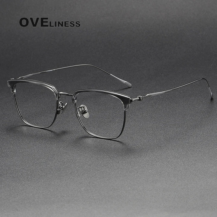 Oveliness Unisex Full Rim Cat Eye Acetate Titanium Eyeglasses 80899 Full Rim Oveliness grey gun