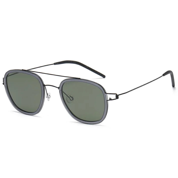 Black Mask Unisex Full Rim Square Double Bridge Titanium Sunglasses 8205 Full Rim Black Mask C3 As Shown