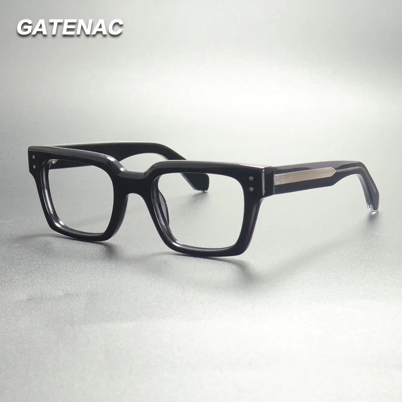 Gatenac Unisex Full Rim Square Thick Acetate Eyeglasses Gxyj1565 Full Rim Gatenac