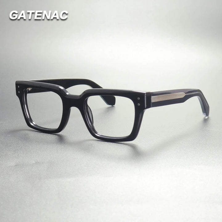 Gatenac Unisex Full Rim Square Thick Acetate Eyeglasses Gxyj1565 Full Rim Gatenac