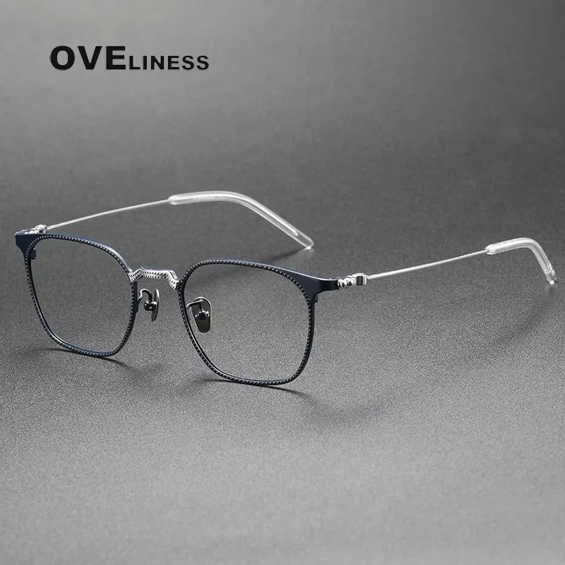 Oveliness Men's Full Rim Polygon Square Titanium Eyeglasses 67162