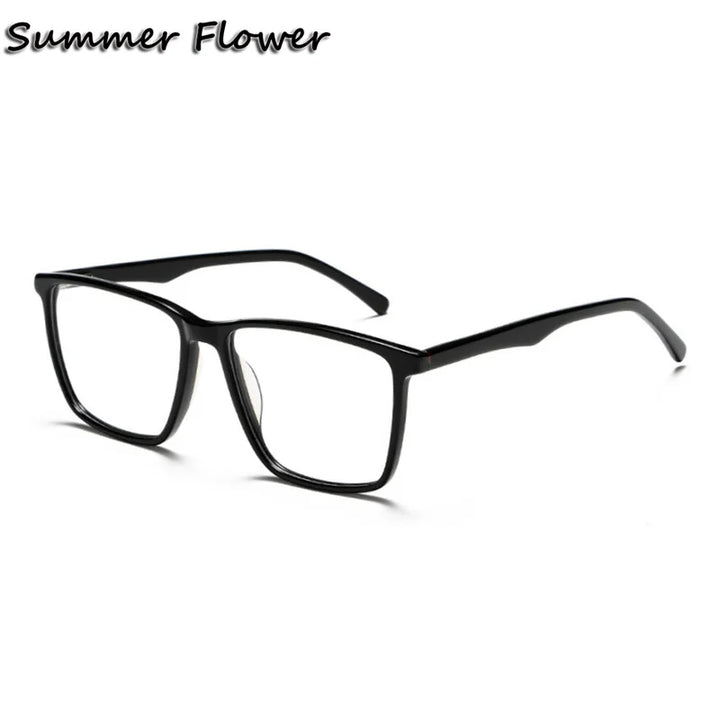 Summer Flower Men's Full Rim Square Acetate Eyeglasses 81003 Full Rim Summer Flower Bright Black