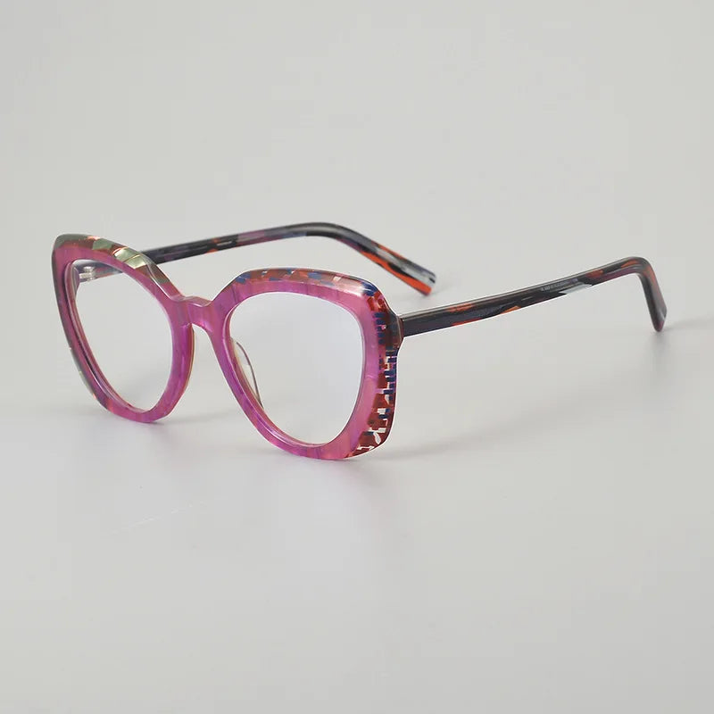 Hewei Unisex Full Rim Polygon Oval Acetate Eyeglasses 945084