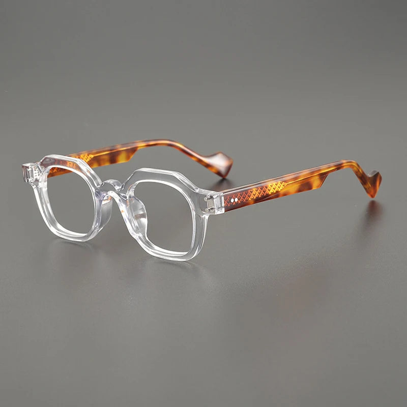 Gatenac Unisex Full Rim Flat Top Square Acetate Eyeglasses Gxyj1162 Full Rim Gatenac Transparent