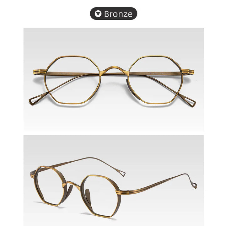 Kocolior Unisex Full Rim Small Polygon Titanium Hyperopic Reading Glasses K152 Reading Glasses Kocolior