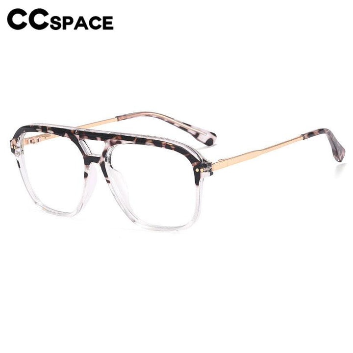 CCspace Unisex Full Rim Square Double Bridge Tr 90 Titanium Eyeglasses 56714 Full Rim CCspace