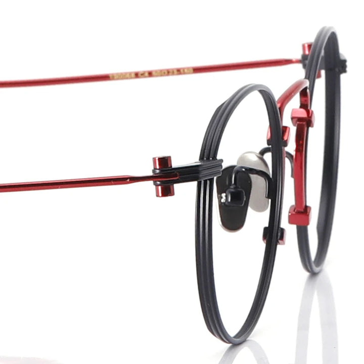 Muzz Unisex Full Rim Round Titanium Eyeglasses 19068 Full Rim Muzz