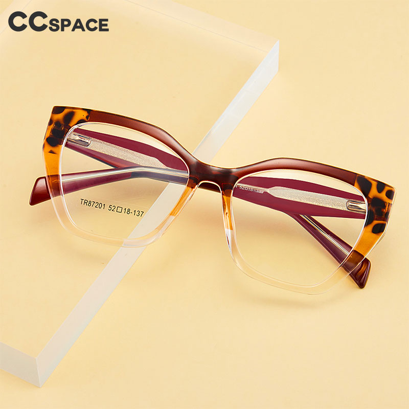 CCspace Unisex Full Rim Square Acetate Eyeglasses 56455 Full Rim CCspace