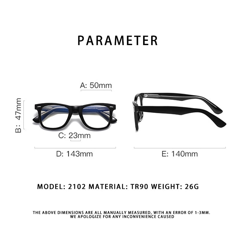 Yimaruili Unisex Full Rim Square Tr 90 Acetate Alloy Eyeglasses  2102 Full Rim Yimaruili Eyeglasses