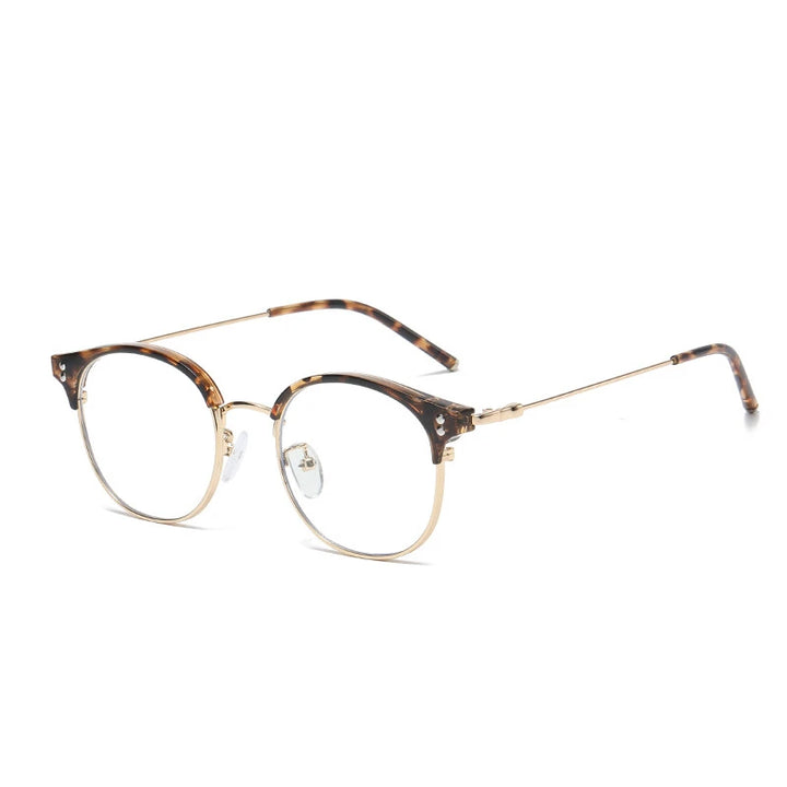 Kocolior Mens Full Frame Small Browline Square Alloy Reading Glasses 22001 Reading Glasses Kocolior Leopard +250 