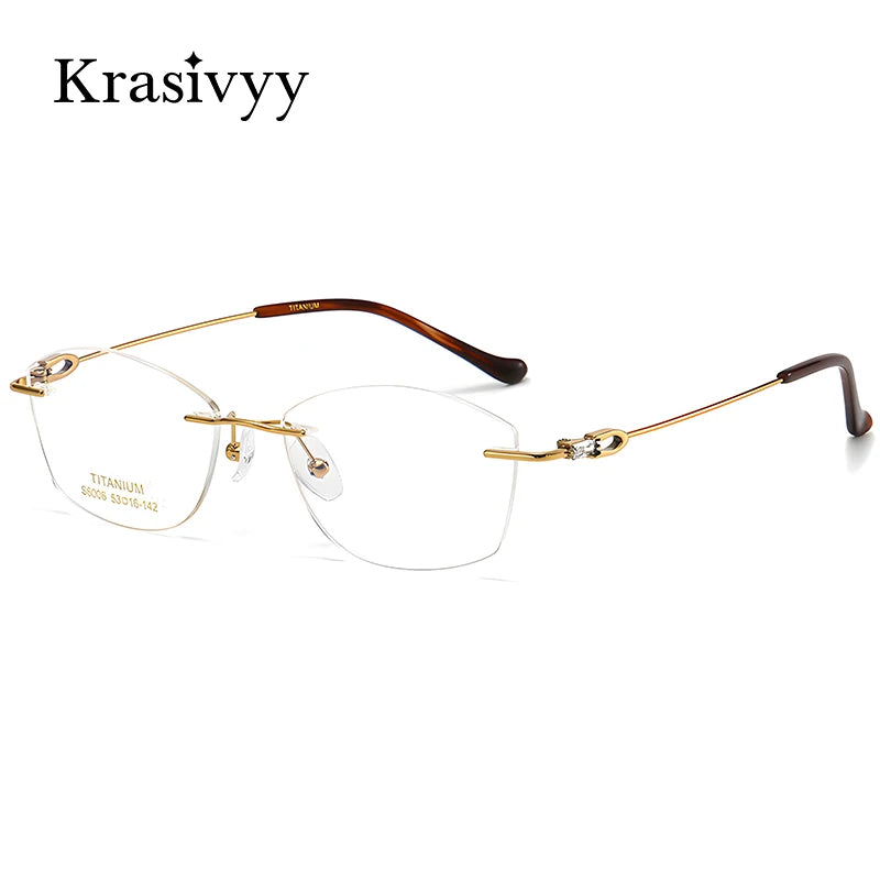 Krasivyy Women's Rimless Oval Square Titanium Eyeglasses 36006