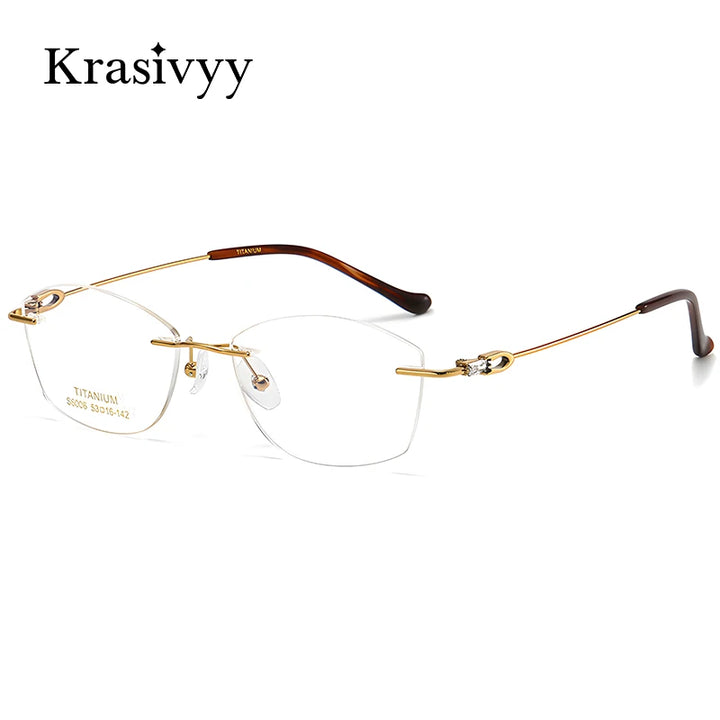 Krasivyy Women's Rimless Oval Square Titanium Eyeglasses 36006