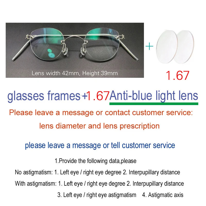 Yujo Unisex Handcrafted Rimless Oval Screwless Steel Eyeglasses 313533