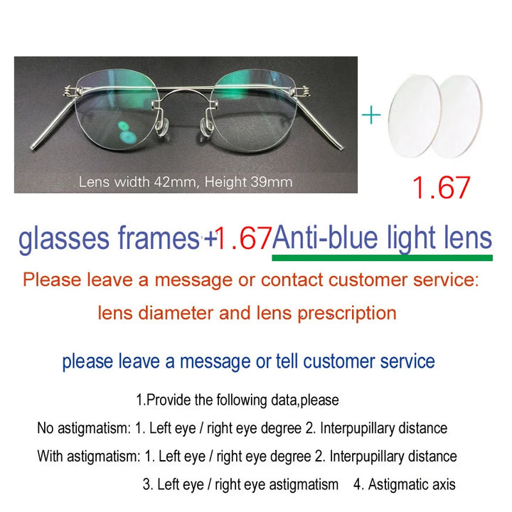 Yujo Unisex Handcrafted Rimless Oval Screwless Steel Eyeglasses 313533