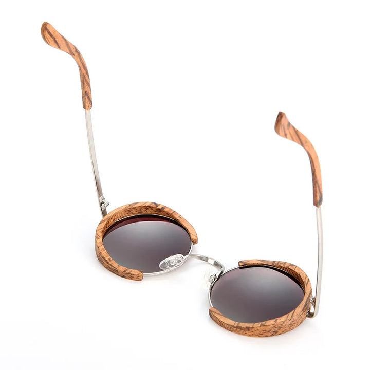 Hdcrafter Unisex Full Rim Round Wood Alloy Polarized Sunglasses 56407 Sunglasses HdCrafter Sunglasses